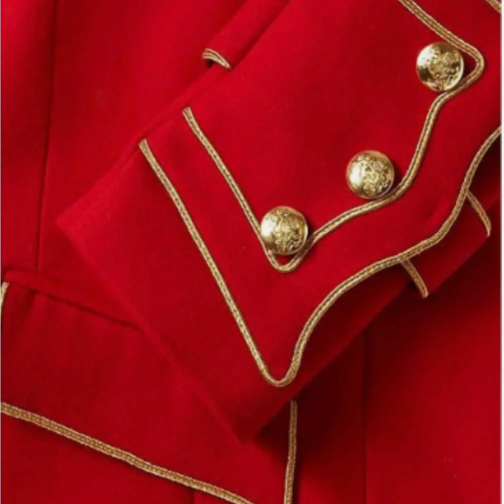 EUC Banana Republic Olivia Palermo Red Wool Military Coat Sz M - Picture 9 of 13